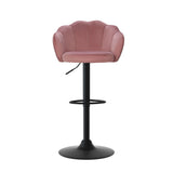 Artiss 4x Bar Stools Gas Lift Velvet Pink - Side View