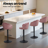 Artiss 4x Bar Stools Gas Lift Velvet Pink - Top-Down View