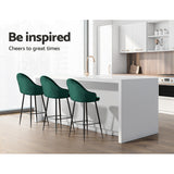 Artiss 2x Bar Stools Velvet Swivel Metal Legs Green - Top-Down View
