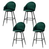 Artiss 4x Bar Stools Velvet Swivel Metal Legs Green - Close-Up Angle