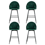 Artiss 4x Bar Stools Velvet Swivel Metal Legs Green - Side View