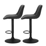 Artiss 2x Bar Stools Gas Lift Vintage Leather Black - Side View
