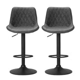 Artiss 2x Bar Stools Gas Lift Vintage Leather Black - Top-Down View