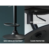 Artiss 2x Bar Stools Gas Lift Vintage Leather Black - 45-Degree Angle