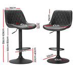 Artiss 4x Bar Stools Gas Lift Vintage Leather Black, Gas Lift