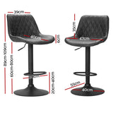 Artiss 4x Bar Stools Gas Lift Vintage Leather Black - Front View