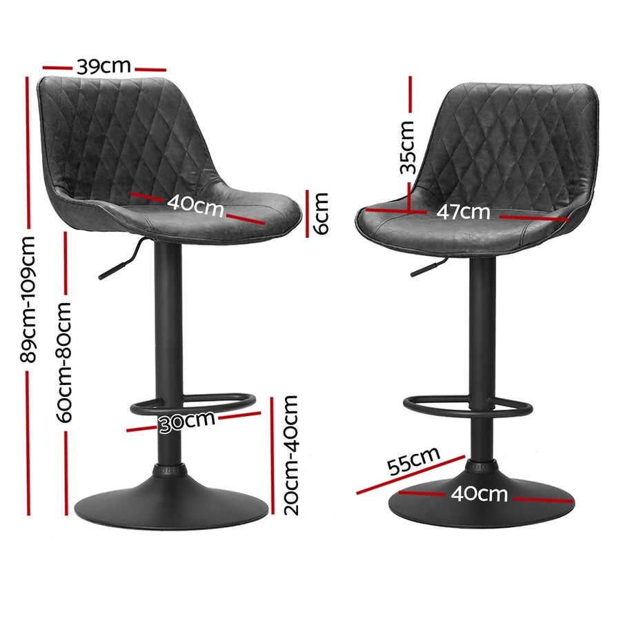 Artiss 4x Bar Stools Gas Lift Vintage Leather Black, Gas Lift