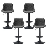 Artiss 4x Bar Stools Gas Lift Vintage Leather Black - Side View