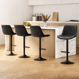 Artiss 4x Bar Stools Gas Lift Vintage Leather Black - Close-Up Angle