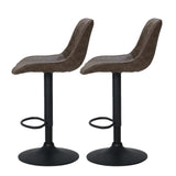 Artiss 2x Bar Stools Gas Lift Vintage Leather Brown - Side View
