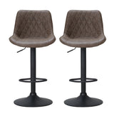 Artiss 2x Bar Stools Gas Lift Vintage Leather Brown - Top-Down View