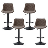 Artiss 4x Bar Stools Gas Lift Vintage Leather Brown - Side View