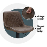 Artiss 4x Bar Stools Gas Lift Vintage Leather Brown - 45-Degree Angle