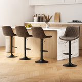 Artiss 4x Bar Stools Gas Lift Vintage Leather Brown - Close-Up Angle