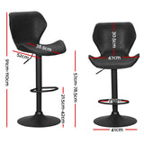 Artiss Bar Stools Kitchen Counter Stools Swivel Gas Lift Vintage Chairs Black x2 - Front View