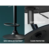 Artiss Bar Stools Kitchen Counter Stools Swivel Gas Lift Vintage Chairs Black x2 - 45-Degree Angle