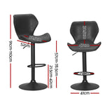 Artiss 4x Bar Stools Vintage Leather Gas Lift Black - Front View