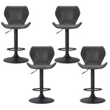Artiss 4x Bar Stools Vintage Leather Gas Lift Black - Side View