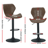 Artiss Bar Stools Kitchen Counter Stools Swivel Gas Lift Vintage Chairs Brown x2 - Front View