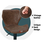 Artiss Bar Stools Kitchen Counter Stools Swivel Gas Lift Vintage Chairs Brown x2 - Rear View