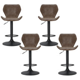 Artiss 4x Bar Stools Vintage Leather Gas Lift Brown - Side View