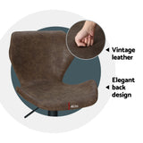 Artiss 4x Bar Stools Vintage Leather Gas Lift Brown - 45-Degree Angle