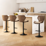 Artiss 4x Bar Stools Vintage Leather Gas Lift Brown - Close-Up Angle