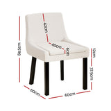 Artiss Dining Chairs Set of 2 Corduroy Wooden Beige - Front View