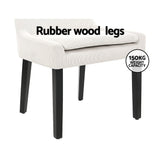 Artiss Dining Chairs Set of 2 Corduroy Wooden Beige - Rear View