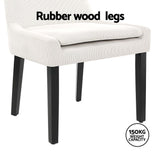 Artiss Dining Chairs Set of 4 Corduroy Wooden Beige - Rear View