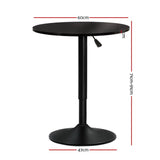Artiss Bar Table Gas Lift Round Black - Top-Down View