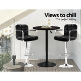 Artiss Bar Table Gas Lift Round Black - Extra Image