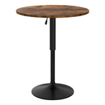 Artiss Height Adjustable Bar Table 360 Swivel Round Gaslift Design 60cm Rustic Brown Black, Swivel