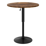 Artiss Height Adjustable Bar Table 360 Swivel Round Gaslift Design 60cm Rustic Brown Black - Side View