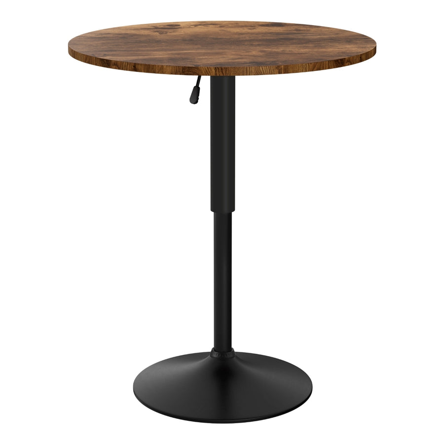 Artiss Height Adjustable Bar Table 360 Swivel Round Gaslift Design 60cm Rustic Brown Black, Swivel