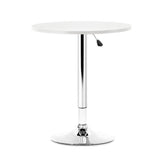 Artiss Bar Table Gas Lift Round White - Front View