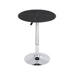Artiss Bar Table Round Swivel Height Adjustable 62cm Modern PVC Leather Black