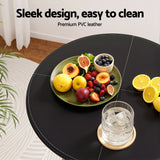 Artiss Bar Table Round Swivel Height Adjustable 62cm Modern PVC Leather Black - Side View
