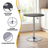 Artiss Bar Table Round Swivel Height Adjustable 62cm Modern PVC Leather Black - Rear View
