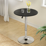 Artiss Bar Table Round Swivel Height Adjustable 62cm Modern PVC Leather Black - Close-Up Angle
