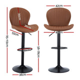 Artiss 4x Bar Stools Kitchen Swivel Gas Lift Counter Chair Shell Leather Brown - Front View