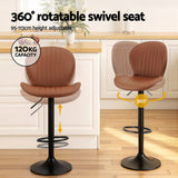 Artiss 4x Bar Stools Kitchen Swivel Gas Lift Counter Chair Shell Leather Brown - Top-Down View