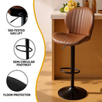 Artiss 4x Bar Stools Kitchen Swivel Gas Lift Counter Chair Shell Leather Brown
