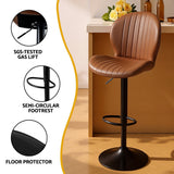 Artiss 4x Bar Stools Kitchen Swivel Gas Lift Counter Chair Shell Leather Brown - Rear View