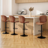 Artiss 4x Bar Stools Kitchen Swivel Gas Lift Counter Chair Shell Leather Brown - Close-Up Angle