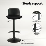 Artiss 4x Bar Stools Padded Seat Gas Lift Black - 45-Degree Angle
