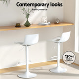 4x Artiss Bar Stools Kitchen Swivel Gas Lift Stool Leather Dining Chairs White - Top-Down View