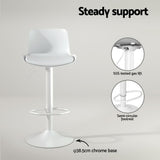 4x Artiss Bar Stools Kitchen Swivel Gas Lift Stool Leather Dining Chairs White - 45-Degree Angle