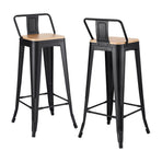Artiss 2x Bar Stools Kitchen Counter High Chair Dining Stackable Metal Black