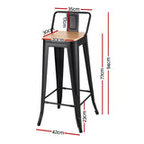 Artiss 4x Bar Stools Kitchen Counter High Chair Dining Stackable Metal Black - Front View